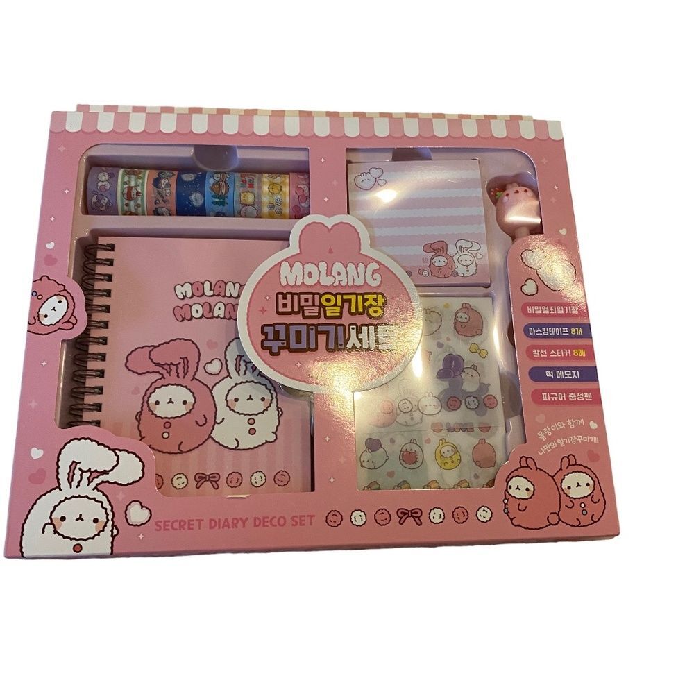 Molang Cute Korean Animal Design Secret Diary Deco Set. Multicolor. Multi Sizes.